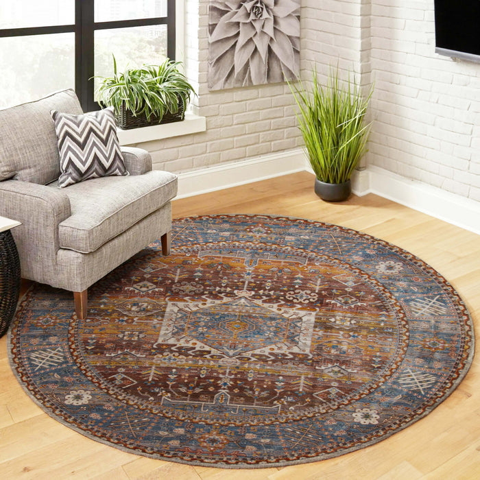Dulce Traditional 5'0\" x Area Rug in Multi Indoor Area Rug