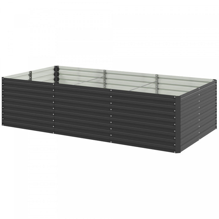 Outsunny Galvanized Raised Garden Bed, 8' x 4' x 2' Planter Box, Dark Grey