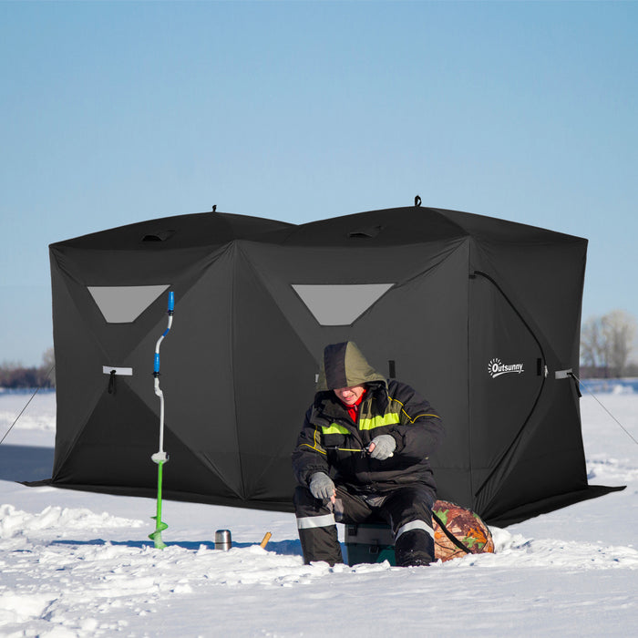 Outsunny 5-8 Person Pop-up Ice Fishing Shelter Tent, Black