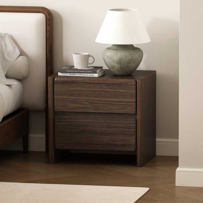 Linda Modern 24\" Nightstand in Walnut Brown (2-Drawer)