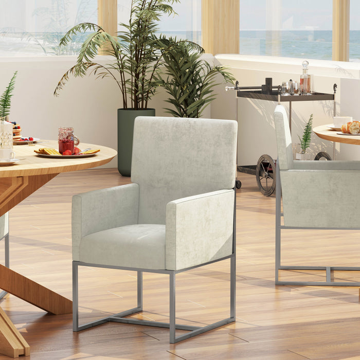 Element Modern Velvet Metal Dining Chair in Champagne - Set of 2