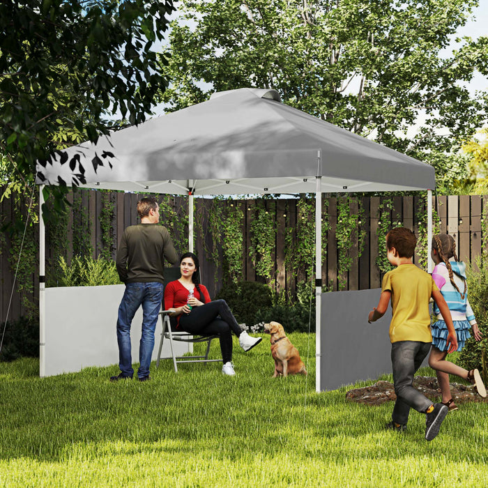 Outsunny 10' X 10' Pop Up Canopy Tent With 2 Half Sidewalls, Dark Grey