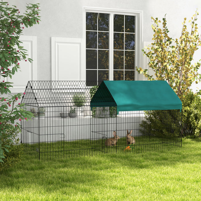 Pawhut 87\" Small Animal Cage, Pet Playpen For Chicken, Rabbits, Chinchillas, Outdoor Small Animal Playpen With Spire Roof, Green