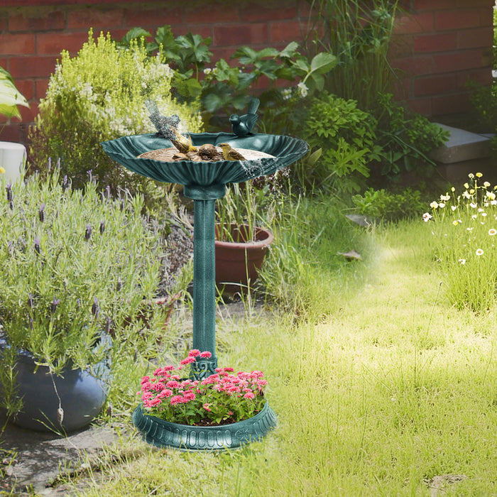 Outsunny Bird Bath with Pedestal, Birdbath Bowl for Garden, Bronze Green