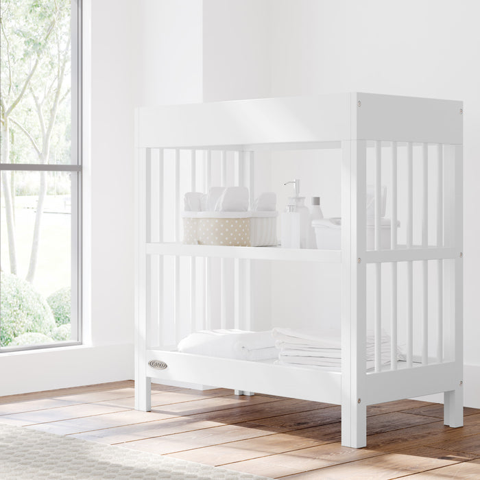 Graco Teddi Changing Table with Water-Resistant Changing Pad - White