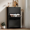 HOMCOM Narrow Shoe Cabinet with 3 Flip Drawers Adjustable Shelves, Black