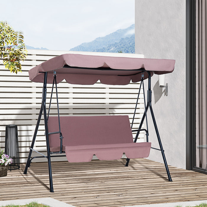 Outsunny 3-seat Patio Swing Chair, Outdoor Porch Swing Glider With Adjustable Canopy, Removable Cushion, And Weather Resistant Steel Frame, For Garden, Poolside, Backyard, Brown