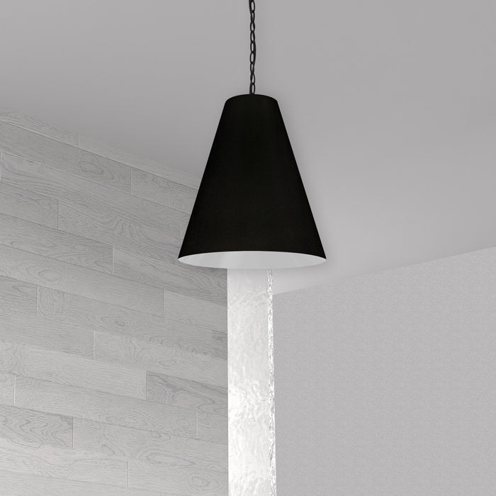 Dainolite Anaya 1 Light Pendant Medium Matte Black Black/White Shade Lamp