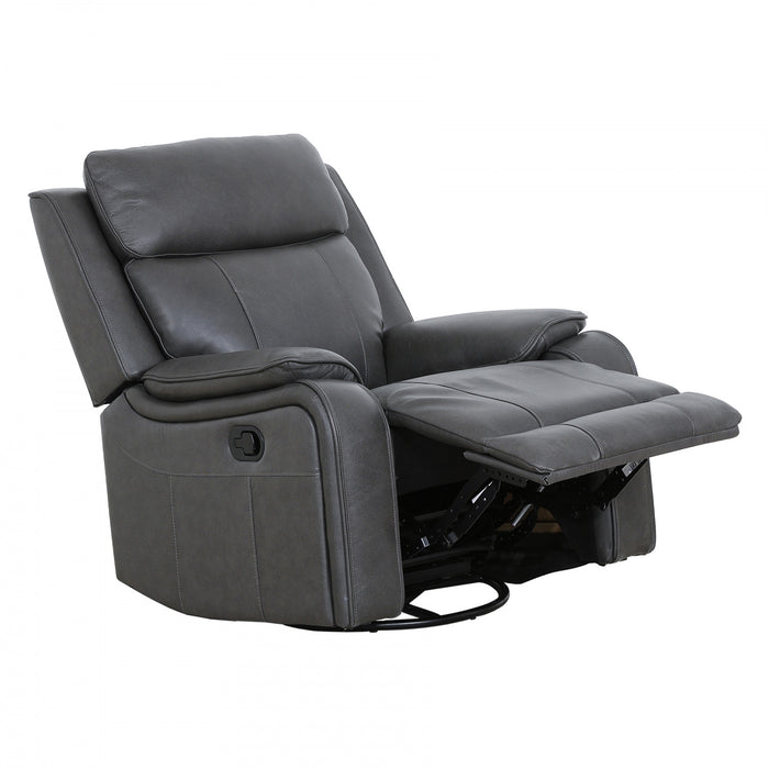 Marlow 37 in. Leather Match Swivel Glider Manual Recliner - Charcoal
