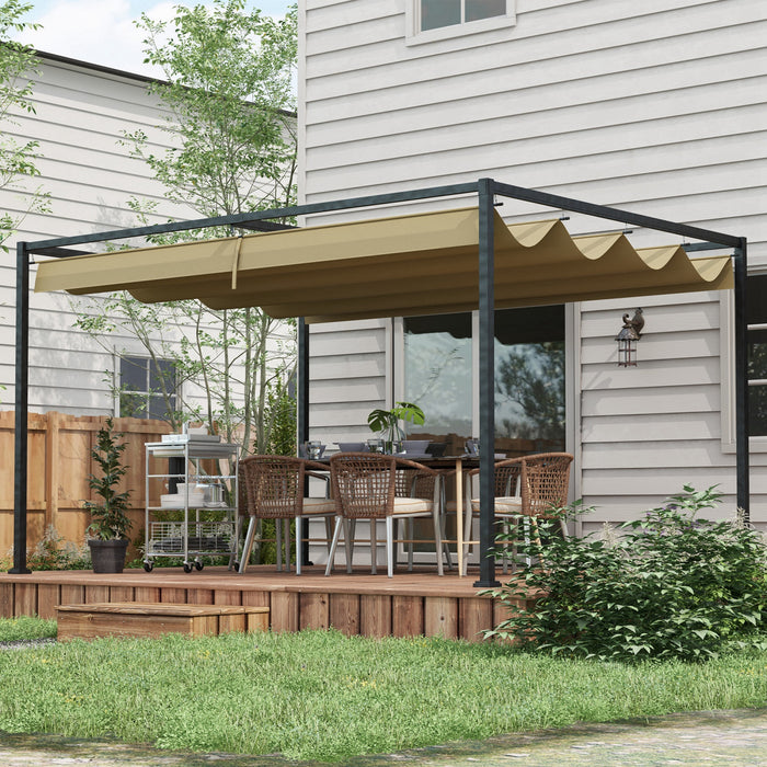 Outsunny 13' X 10' Patio Pergola With Retractable Canopy, Khaki