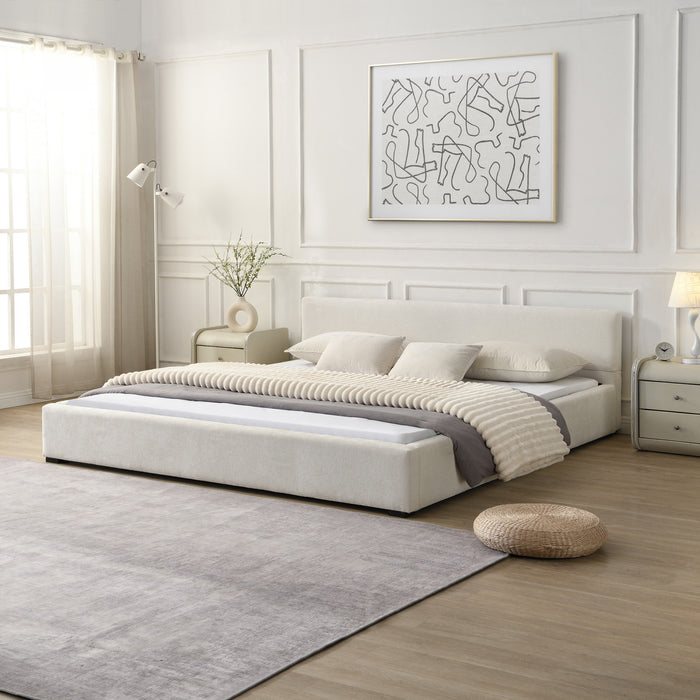 Charlotte Elegant Wide-edge Upholstered Bed,Queen Size, Beige Queen Bed