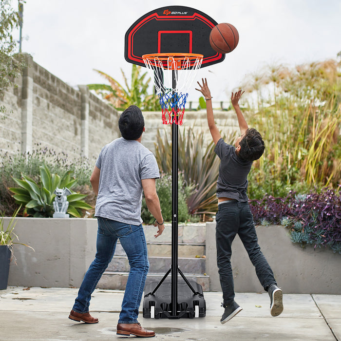 Costway Adjustable Kids Basketball Hoop Stand W/tough Net Shatterproof Backboard Wheel
