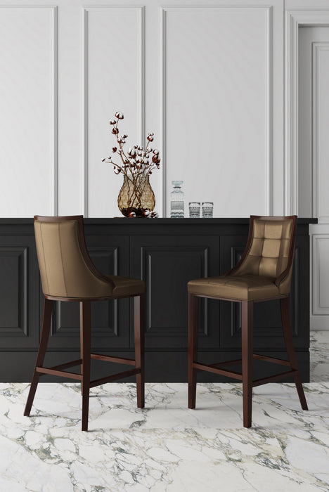 Fifth Avenue Traditional Wood Upholstered Barstool in Bronze - Set of 3