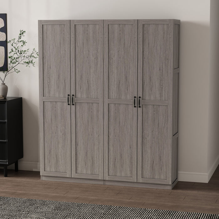Cornelia Modern 2-Piece Wardrobe Closet in Gray Armoire