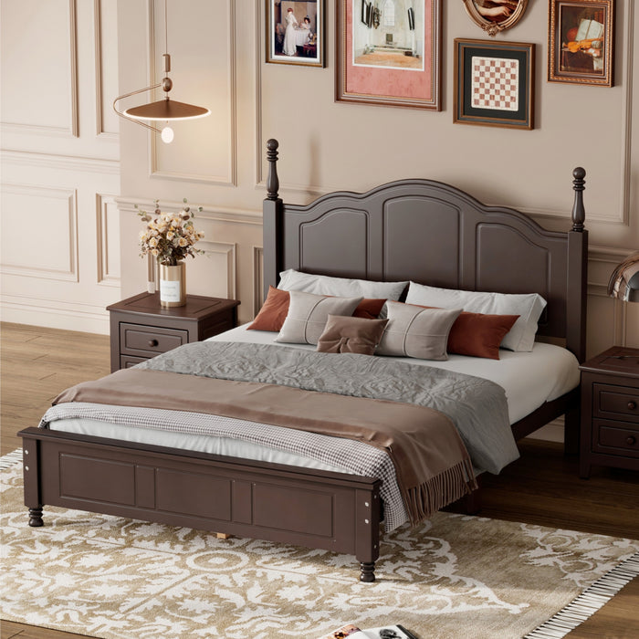 Jessie Retro Style Platform Bed with Wooden Slat Support,Full Size, Walnut Full Bed