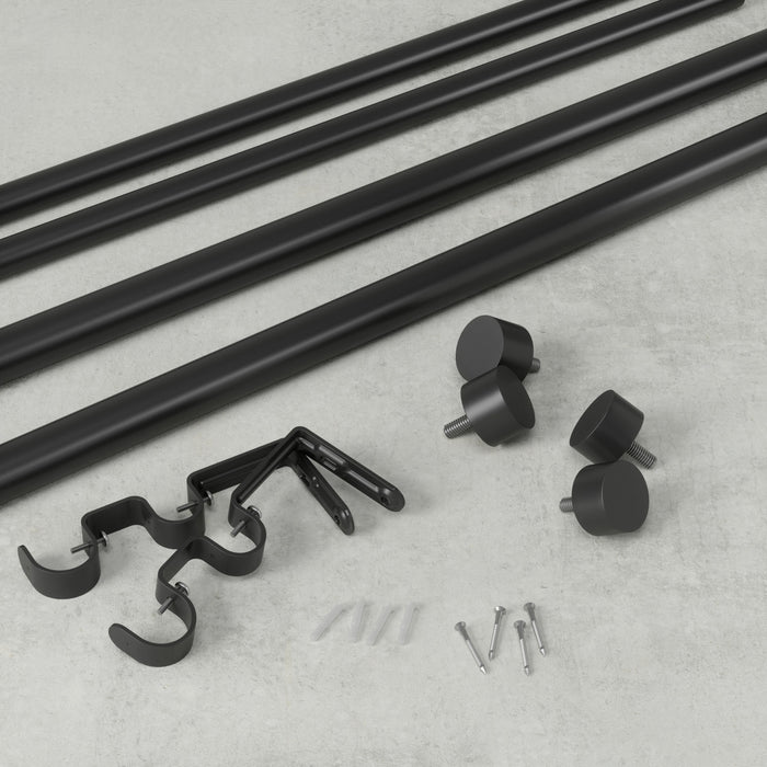 Umbra Cappa Brushed Black Expandable Double 1\" Curtain Rod - 66\"-120\" 