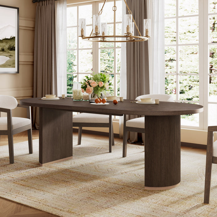 Madison Oval Solid Wood Dining Table with Double Pedestal Base,Walnut