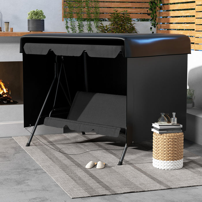 Outsunny 3-Seater Patio Swing Cover, 85\" x 61\" x 59\", Black