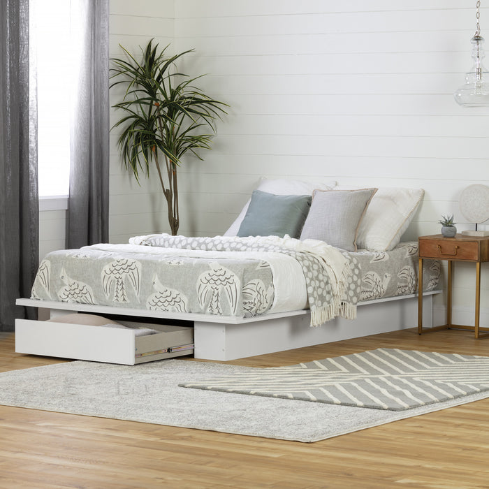 Holland Queen Platform Bed with Drawer - Pure White