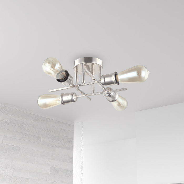 Dainolite Nebraska 4 Light Flush Mount Burnished Chrome Finish Lamp