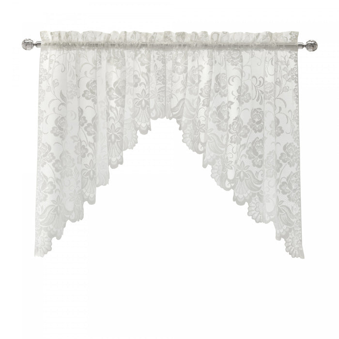 Habitat Limoges White Sheer Rod Pocket Swag Valance Set - 72 x 32
