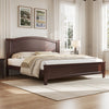 Benson Full Size Solid Wood Platform Bed with Stylish Headboard, Brown | Lit plateforme Benson en bois massif format Full avec tete de lit elegante, brun