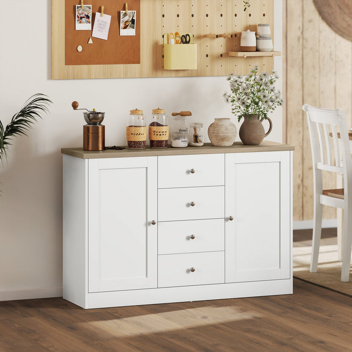 HOMCOM Sideboard Buffet Cabinet, Kitchen Cabinet with Storage, White