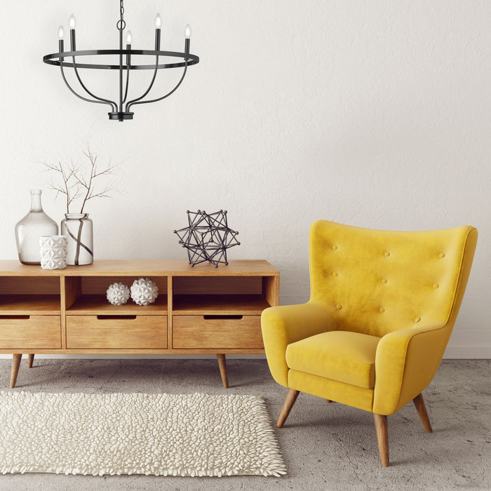 Dainolite Cesar 5 Light Chandelier Matte Black Lamp