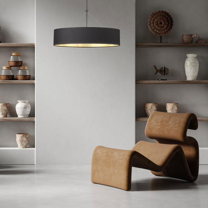 Dainolite Pallavi 4 Light Pendant 30\" Dia Matte Black Black/Gold Shade Lamp