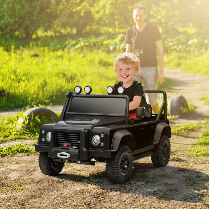 Qaba Land Rover Licensed Electric Car For Kids, 12v 7ah Battery Powered Ride On Truck With Remote Control, Spring Suspension, 3 Speeds Electric Vehicle For Age 3-5, Black