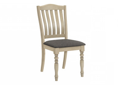 Dining Chair Set of 2 Dining Room Kitchen Side Antique Grey Fabric Wood Legs Transitional|Ensemble de 2 chaises de salle à manger de style transitionnel avec tissu gris antique et pattes en bois pour la cuisine et la salle à manger