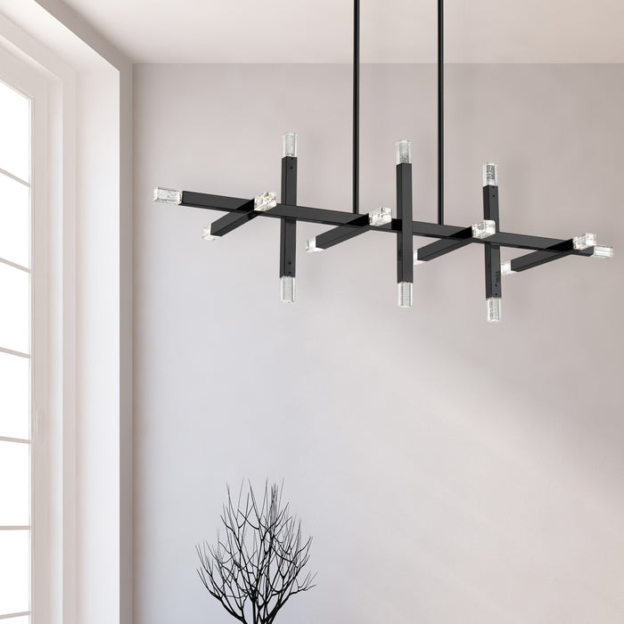 Dainolite Francesca Horizontal Chandelier 48w Matte Black Acrylic Diffuser Lamp