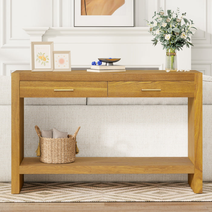 Aubrey 47.5\" Farmhouse Style Sofa Table with Storage - Brown