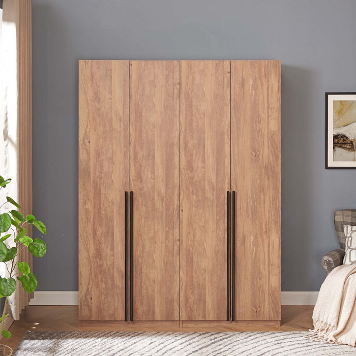 Lee Modern 2-Piece Wardrobe Closet in Golden Brown Armoire