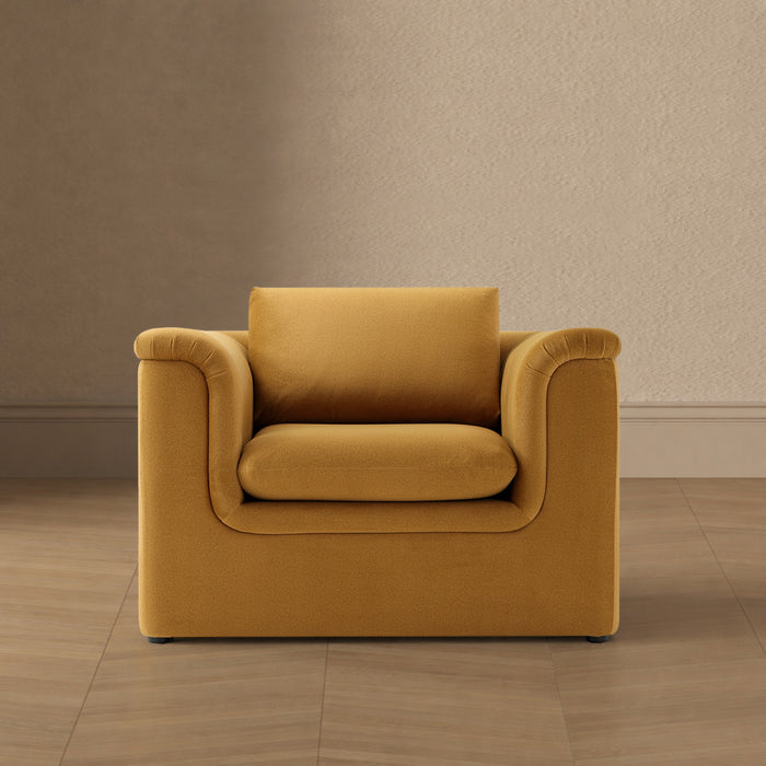 Haven Contemporary Modern Upholstered Accent Chair in Harvest Gold