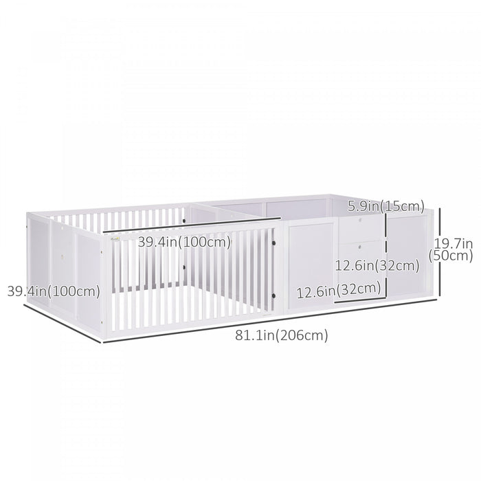 Pawhut Whelping Box For Dogs, 20\"h Puppy Whelping Box With Removable Doors, Dog Birth Supplies & Essentials For Indoor, 81\" X 39\" X 20\", White