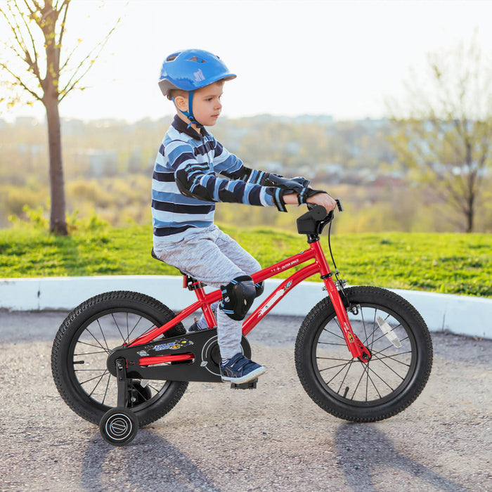 Costway 16-inch Kid's Bike For 4-7 Years Old With Adjustable Saddle & Anti-slip Handlebar Red