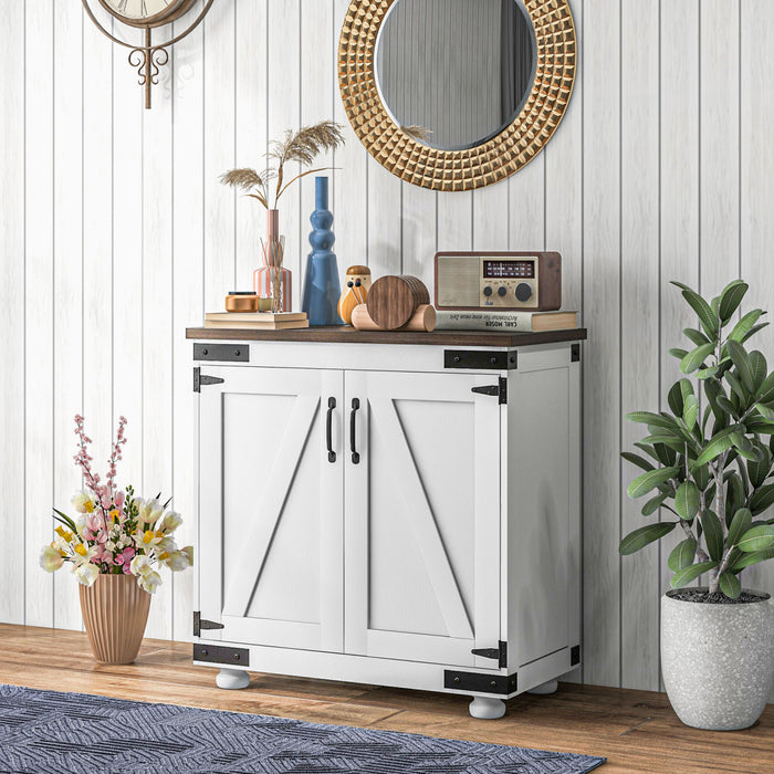 HOMCOM Storage Cabinet, Buffet Sideboard with Barn Door, Adjustable Shelf