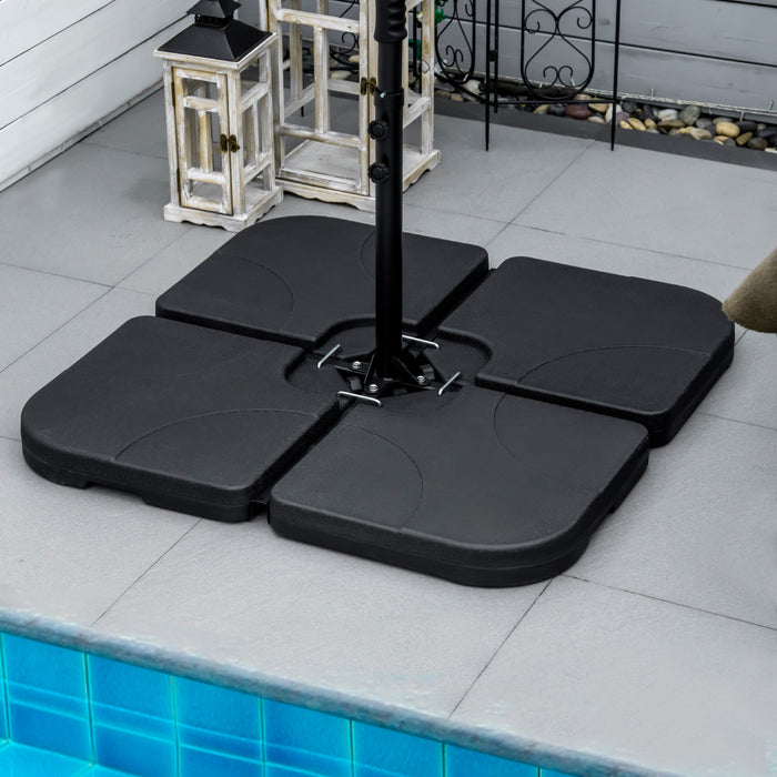 Outsunny 4 Piece Umbrella Base Stand w/ U Locking, Water or Sand Filled