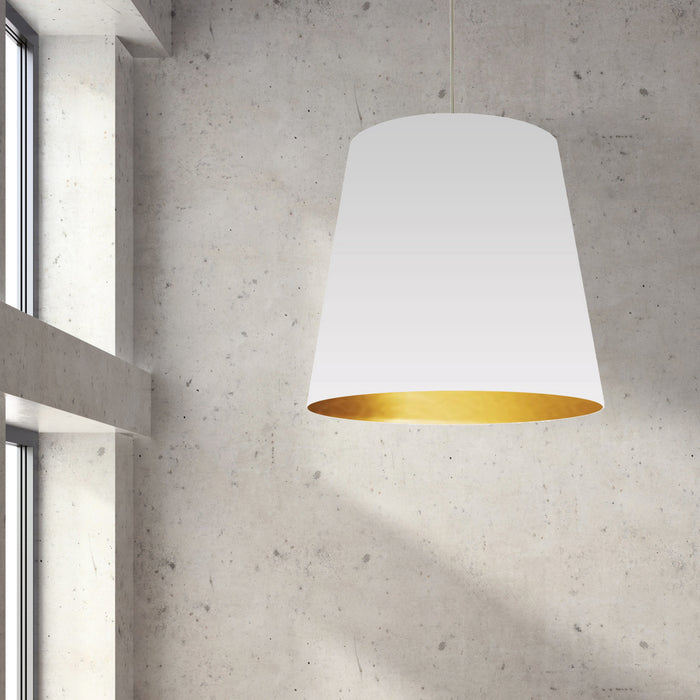 Dainolite Oversized Drum 1 Light Pendant XLarge White/Gold Shade Lamp