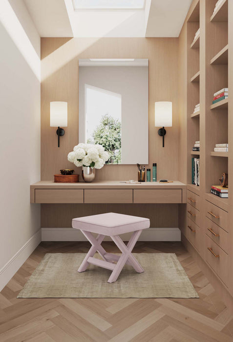 Abigail Mid-Century Modern Upholstered Velvet Accent Bench in Pink