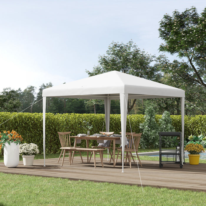 Outsunny 9' X 9' Party Tent Portable Gazebo Canopy For Weddings Parties Outdoor Sunshade With Dressed Legs, White
