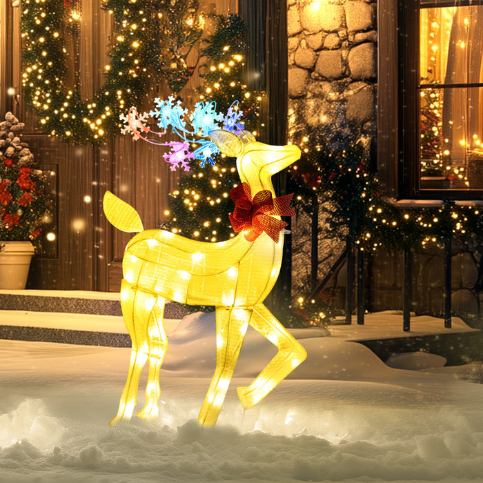 Outsunny Light Up Reindeer Christmas Decoration with 61 LED Lights White