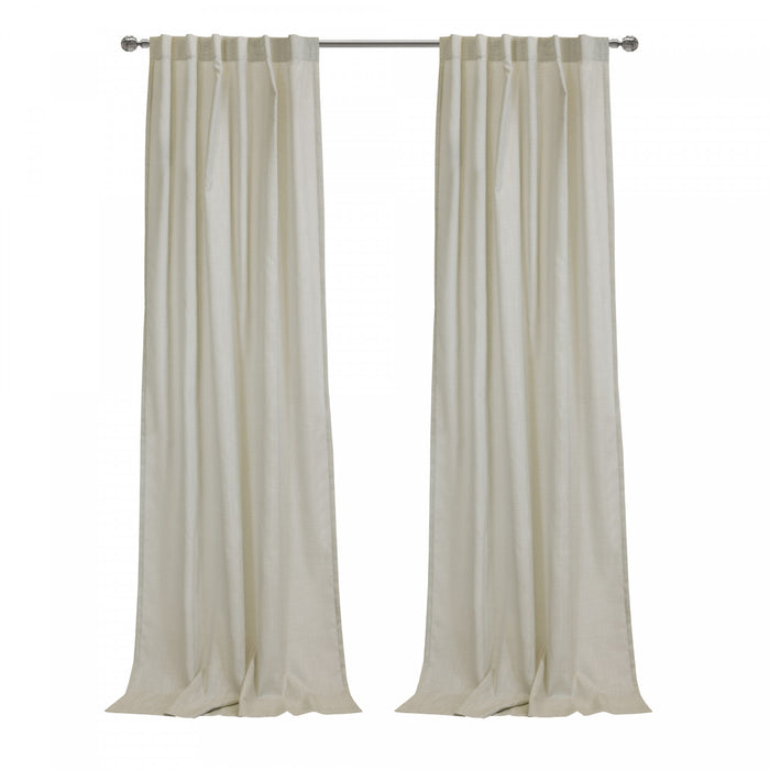 Habitat Bolton Linen Light Filtering Dual Header Curtain Panel - 52 x 95