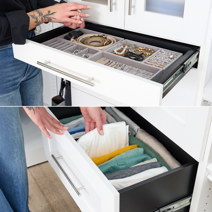 Bestar Florence 100\" Modular Reach-In/Walk-In Closet System with Rods, Shelves and Drawers Shaker Style - White