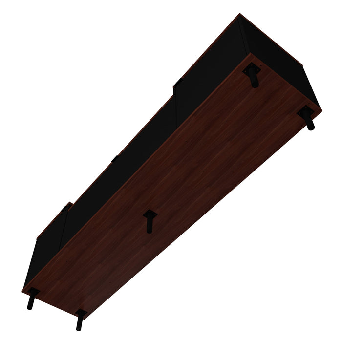 Manhattan Comfort Mosholu 66.93\" TV Stand with 3 Shelves - Black & Nut Brown