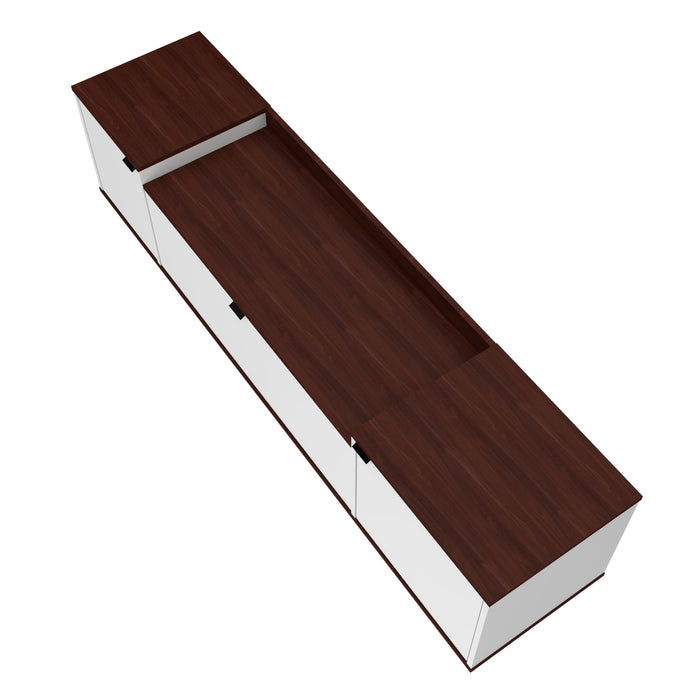 Manhattan Comfort Mosholu 66.93\" TV Stand with 3 Shelves - White & Nut Brown