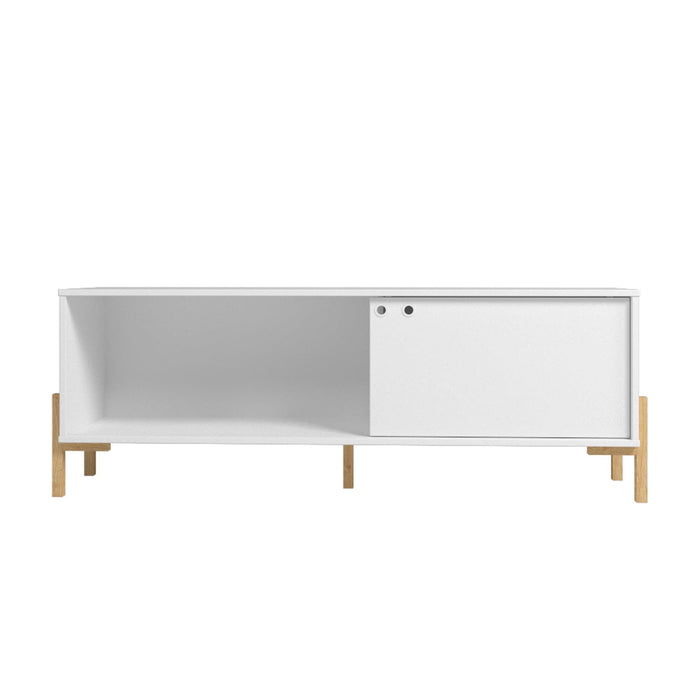 Manhattan Comfort Bowery 55.12\" TV Stand with 2 Shelves - White & Oak
