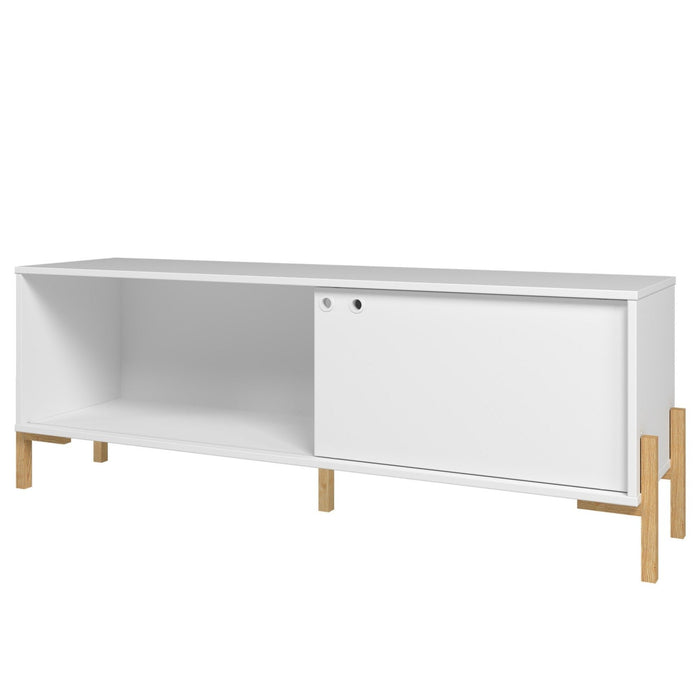 Manhattan Comfort Bowery 55.12\" TV Stand with 2 Shelves - White & Oak