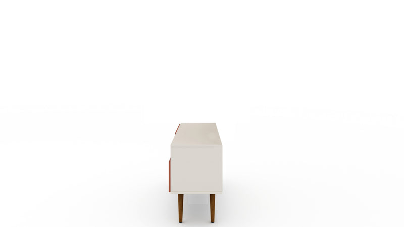 Manhattan Comfort Tribeca 53.94\" Mid-Century Modern TV Stand with Solid Wood Legs - Off White & Terra Orange Pink